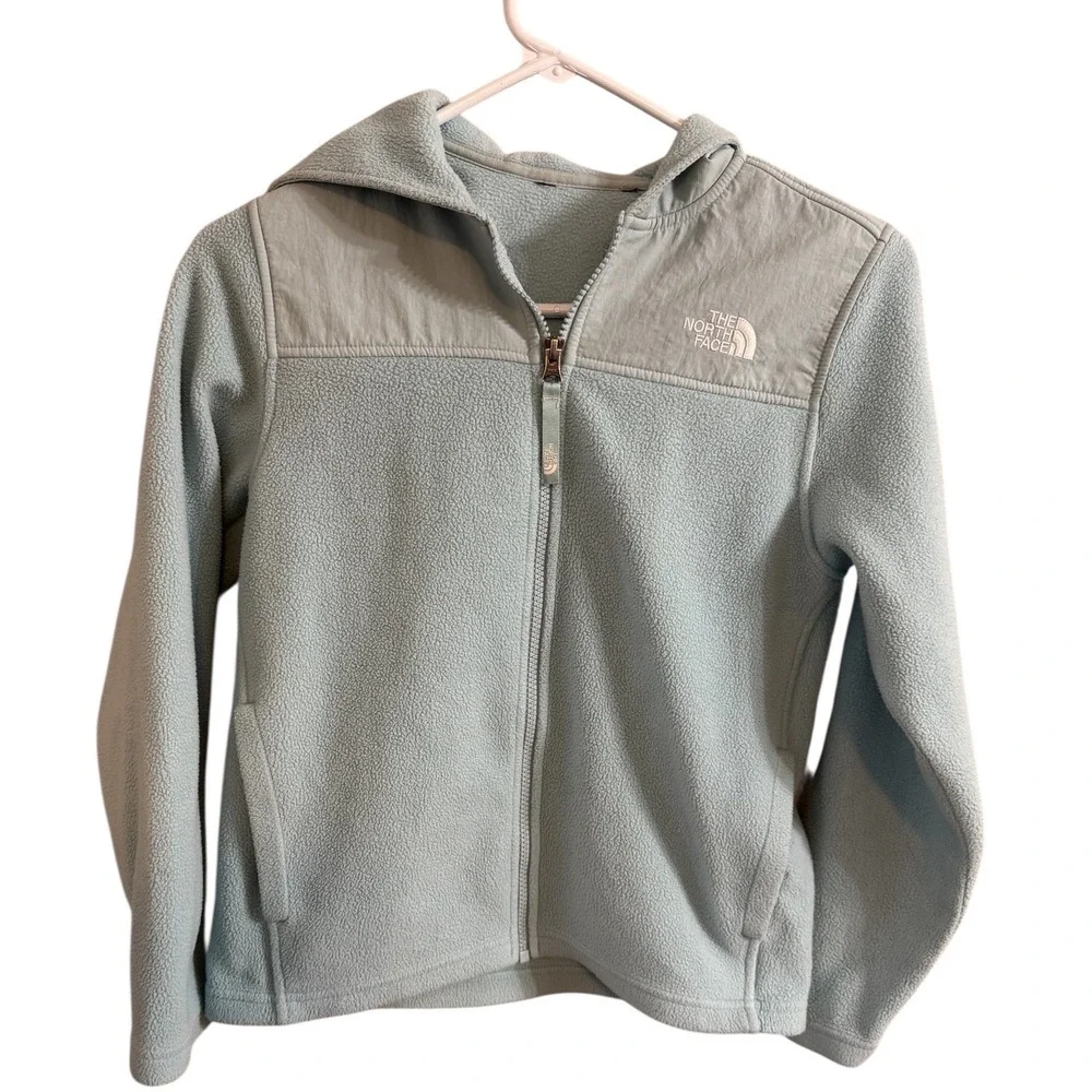 🔥The North Face 🦋💙🦋 Blue Hooded Fleece Full Zip Jacket Women‎ Small